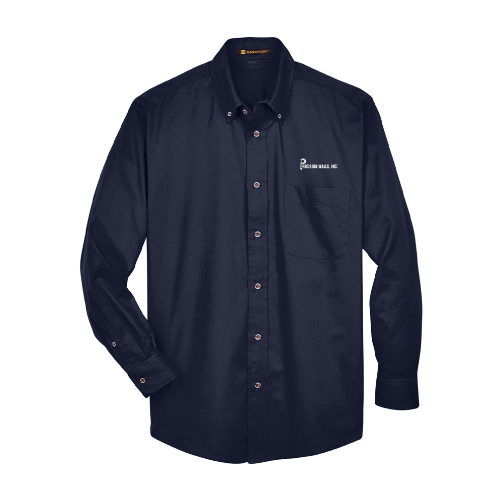 Men's Long-Sleeve Twill Shirt with Stain-Release