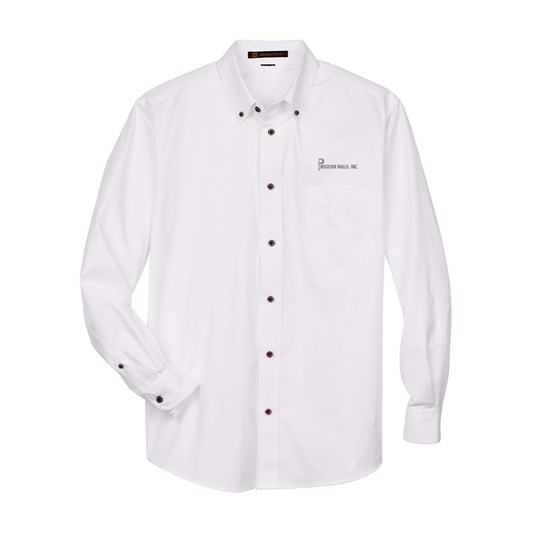 Men's Long-Sleeve Twill Shirt with Stain-Release